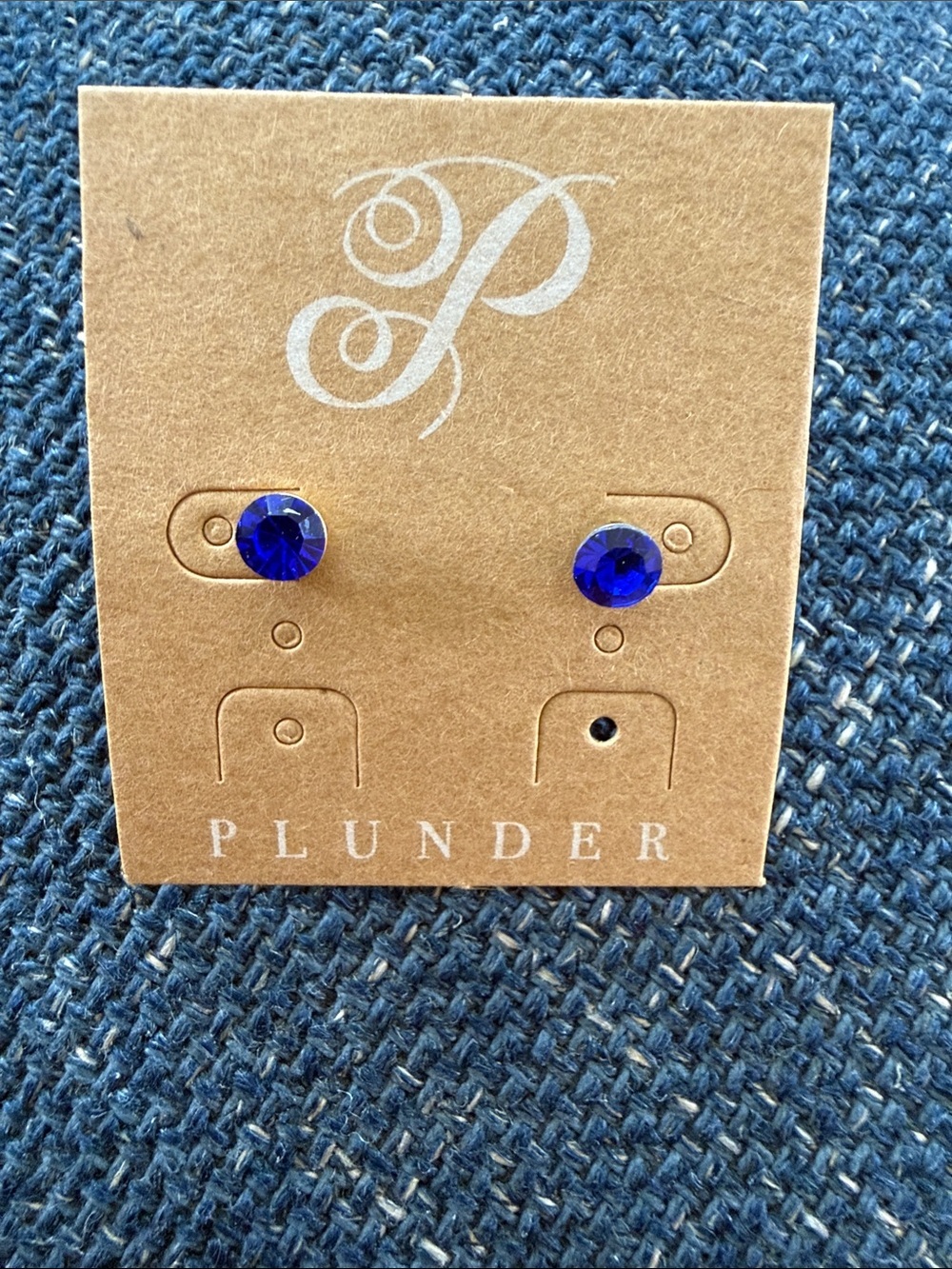 Plunder Deep Blue Round Stud Earrings